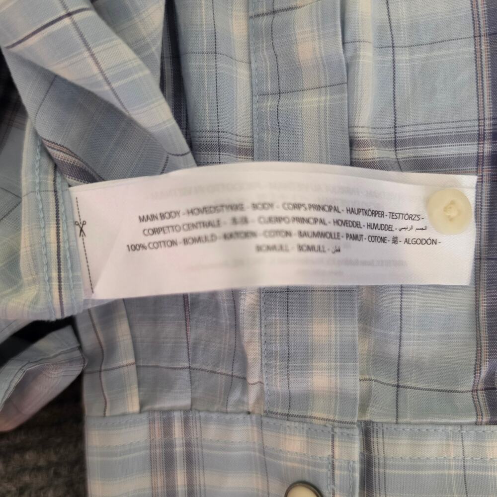 Ariat Men's XXLHarry Retro Light Blue Shadow Plaid Fitted Snap Shirt Western - Picture 9 of 11